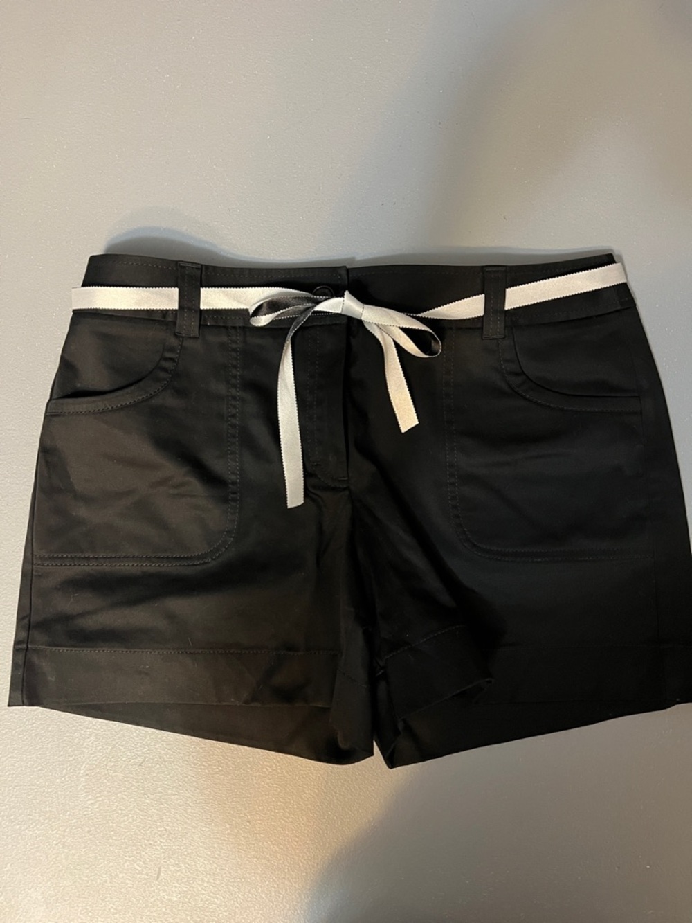 Ann Taylor Black Shorts with White Waist Tie